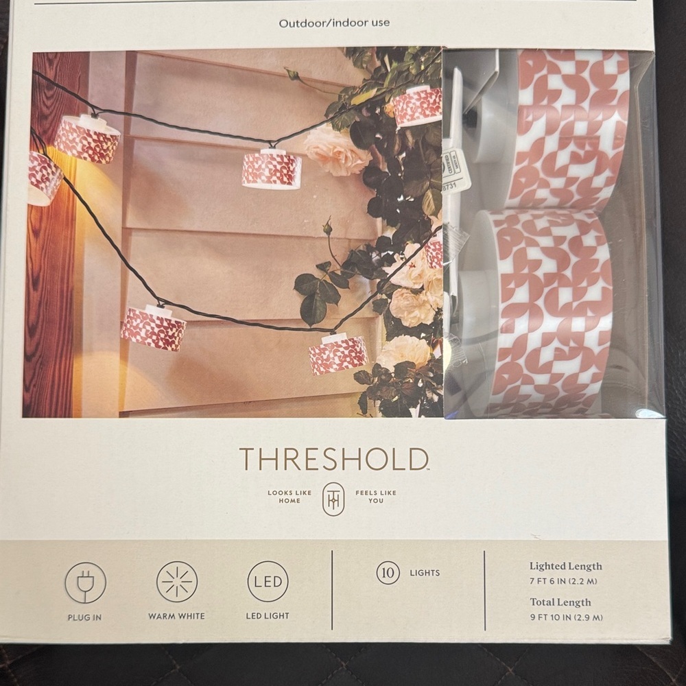 Threshold, LED String Lights, Outdoor/Indoor Plug in, 10 Ligts, Warm White, 9FT